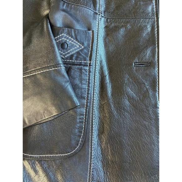 VTG 70s Suburban Internat'l Leather Coat Black Small Western Cowgirl Country - Picture 7 of 16